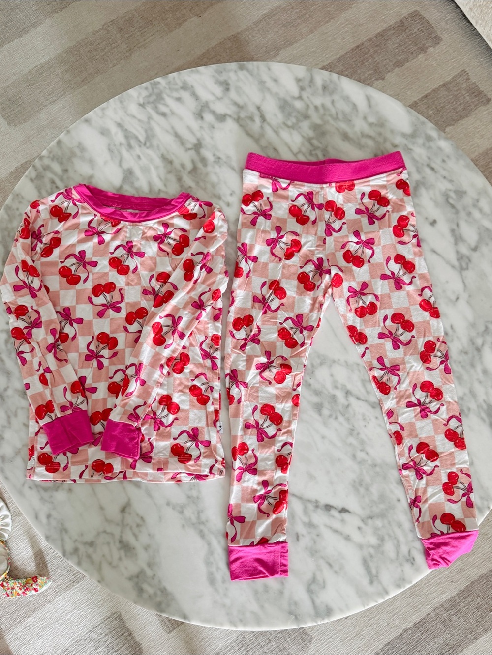 Girls' Cherry Print Pink Pajama Set - Brand Unknown